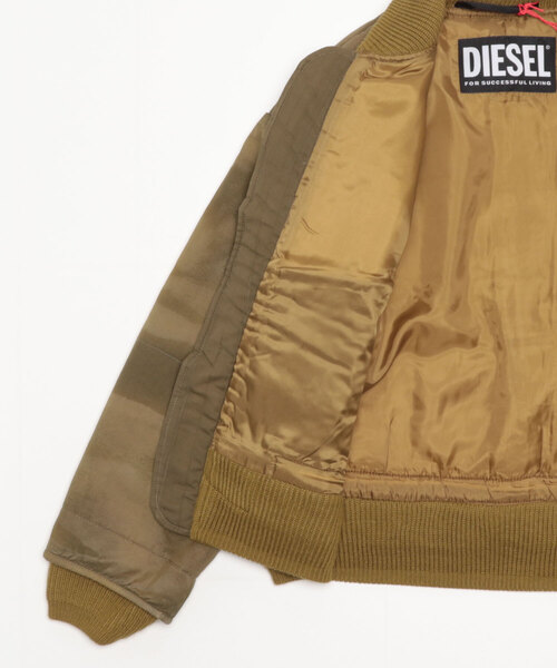 美品DIESEL ディーゼル ジップアップニットブルゾン カーキ XS S-GINNI-ZIP-OD スウェットジップアップ｜グレー｜メンズ｜DIESEL