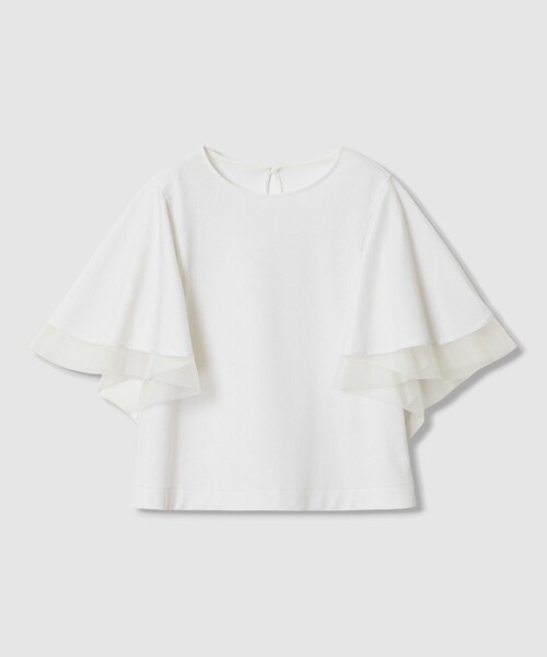 ANAYI（アナイ） tシャツ 半袖 ポンチオーガン使いフレア袖 プル