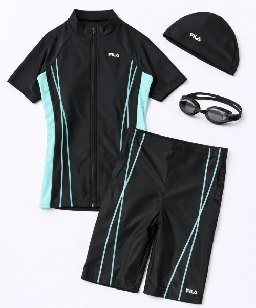 FILA(フィラ) 水着 「キャップ&ミラーゴーグル付き」配色フルジップ FILA(フィラ) 水着 「キャップ&ミラーゴーグル付き」配色フルジップ