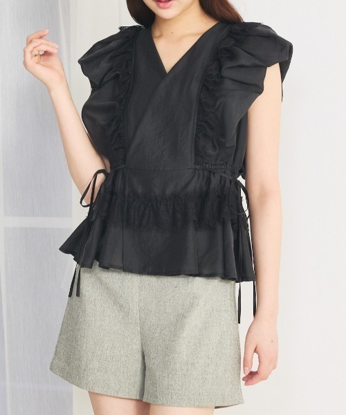 SELFIST（セルフィスト） ブラウス シャツ パフショルダーノースリーブ