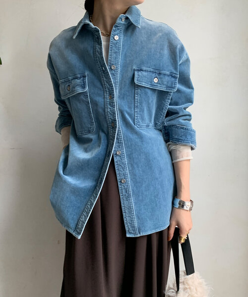 「DouDou」 長袖シャツ FREE サックスブルー レディース