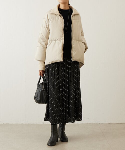 ビアズリー　ベージュ 　ブルゾン　フレアシルエット ジャケット BEARDSLEY（ビアズリー） ダウンコート ダウンジャケット ジップフレア