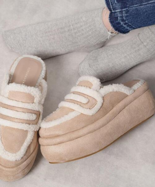 ESPERANZA サンダル SNSで話題！ふわもこボアサボ レディース