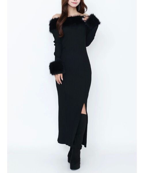 EATME（イートミー） ワンピース フェイクファーオフショルロング
