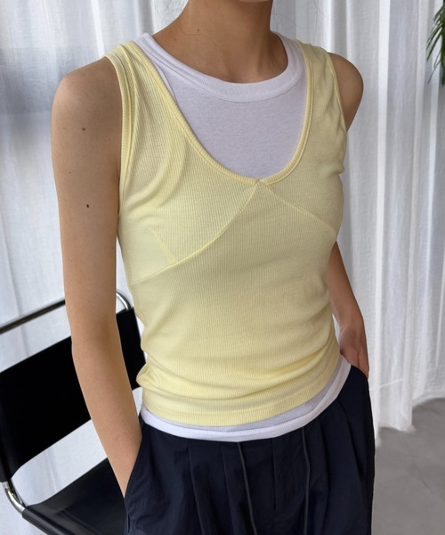 FUULLY STUDIO タンクトップ ノースリーブ ビスチェライクレイヤード