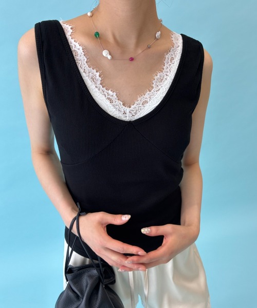 FUULLY STUDIO タンクトップ ノースリーブ ビスチェライクレイヤード