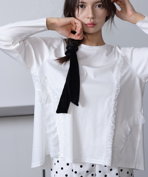 PICCIN PERLA tシャツ チュールフリルプルオーバー レディース