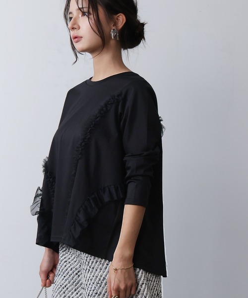 PICCIN PERLA tシャツ チュールフリルプルオーバー レディース