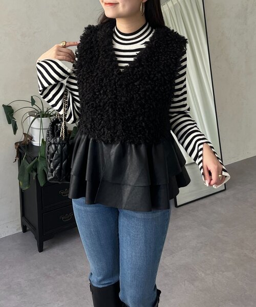 prose verse（プロズヴェール） ベスト ジレ レザーペプラムファー