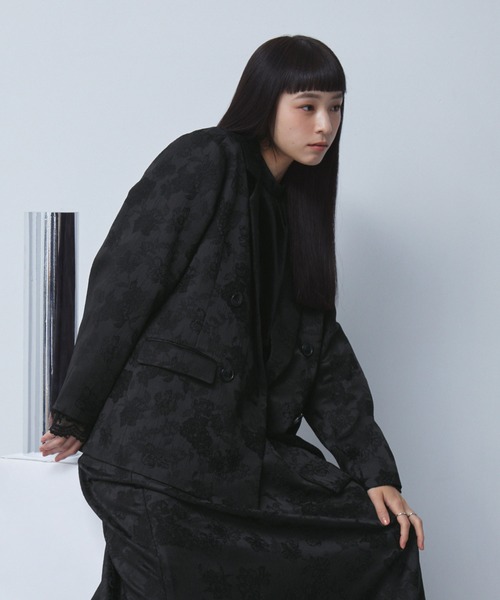 ELUNIS ジャケット テーラードジャケット ジャカードダブルテーラード