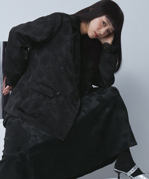 ELUNIS ジャケット テーラードジャケット ジャカードダブルテーラード