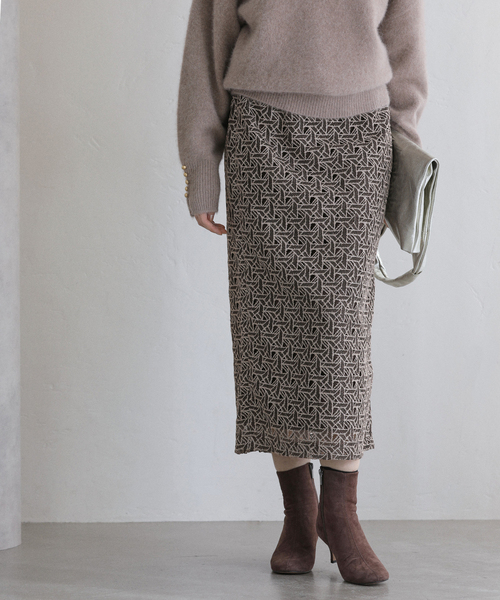 La TOTALITE（ラ トータリテ） スカート ジオメトリックレースタイト