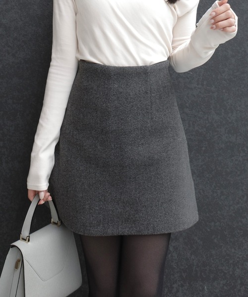 JUNOAH（ジュノア） スカート ウールライクミニスカパン（裏地無し