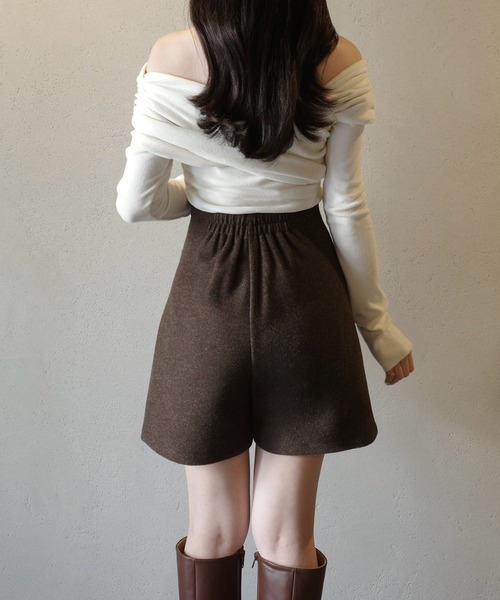 JUNOAH（ジュノア） スカート ウールライクミニスカパン（裏地無し