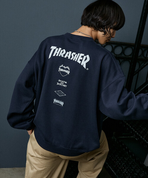 THRASHER（スラッシャー） トレーナー スウェット 別注 LOGO CREW BACK