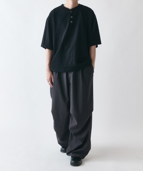 Lui's パラシュートスラックスパンツ ブラック Lui's（ルイス） ワイドパンツ スラックス パラシュートスラックス