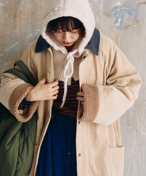 Crisp（クリスプ） ステンカラーコート コート コーデュロイバルカラー