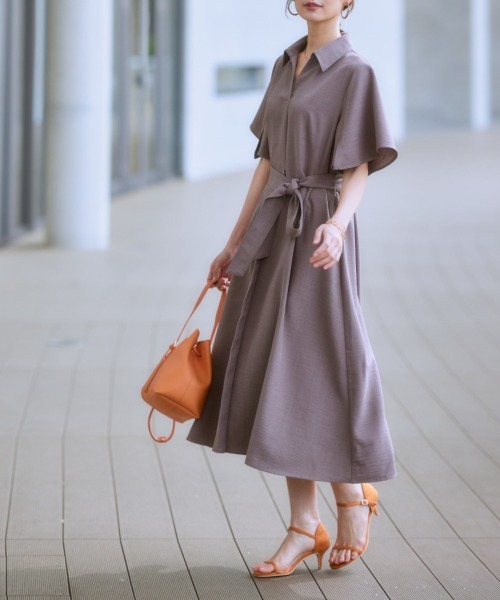 「7days Life Styling」 半袖ワンピース LL モカ レディース_画像7