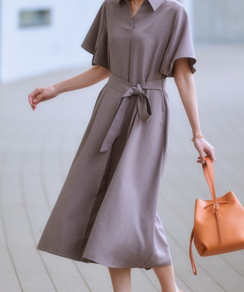 「7days Life Styling」 半袖ワンピース LL モカ レディース_画像9