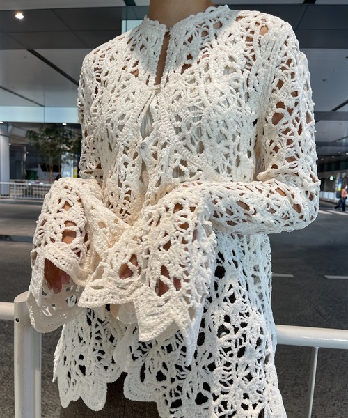 Ameri（アメリ） ニット セーター UND VELOUR LACE PEPLUM KNIT TOP