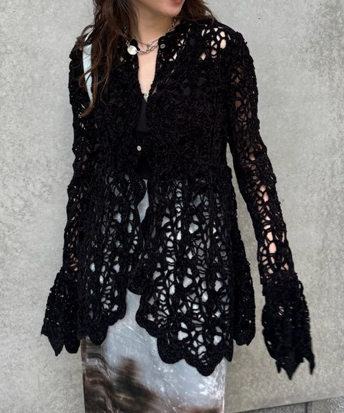 Ameri（アメリ） ニット セーター UND VELOUR LACE PEPLUM KNIT TOP