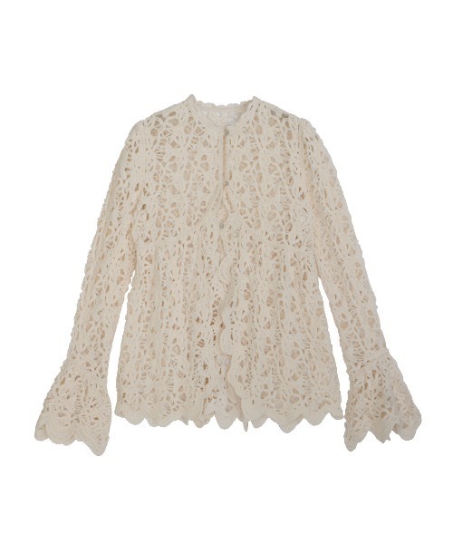 トップス Ameri UND VELOUR LACE PEPLUM KNIT TOP Ameri（アメリ） ニット セーター UND VELOUR LACE PEPLUM KNIT TOP