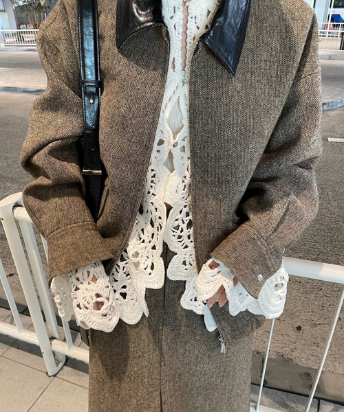 Ameri（アメリ） ニット セーター UND VELOUR LACE PEPLUM KNIT TOP