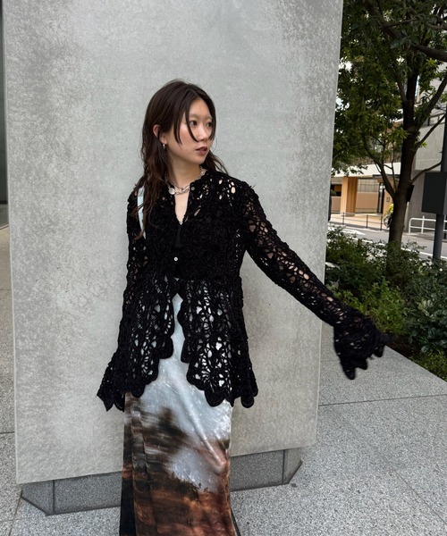 トップス UND VELOUR LACE PEPLUM KNIT TOP Ameri（アメリ） ニット セーター UND VELOUR LACE PEPLUM KNIT TOP