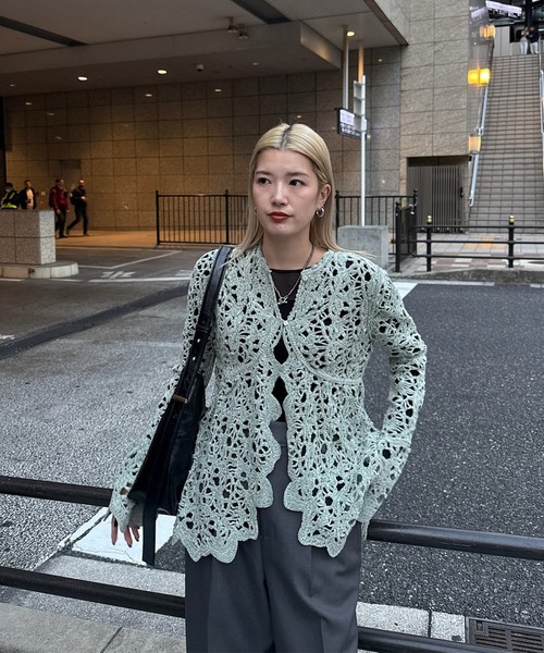 Ameri（アメリ） ニット セーター UND VELOUR LACE PEPLUM KNIT TOP