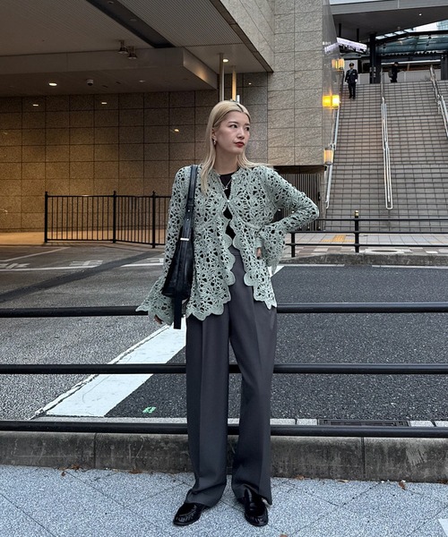 Ameri（アメリ） ニット セーター UND VELOUR LACE PEPLUM KNIT TOP