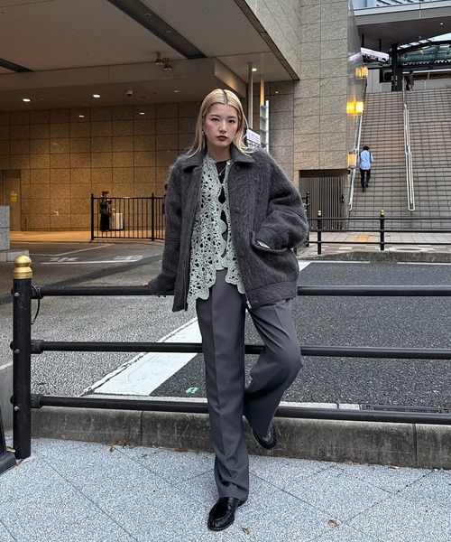 Ameri（アメリ） ニット セーター UND VELOUR LACE PEPLUM KNIT TOP