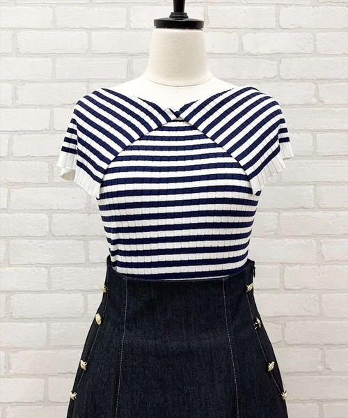 「SWINGLE」 ノースリーブニット MEDIUM ネイビー レディース_画像2