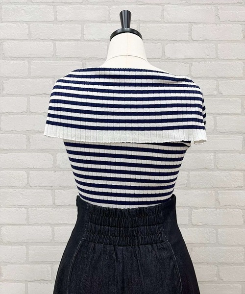 「SWINGLE」 ノースリーブニット MEDIUM ネイビー レディース_画像6