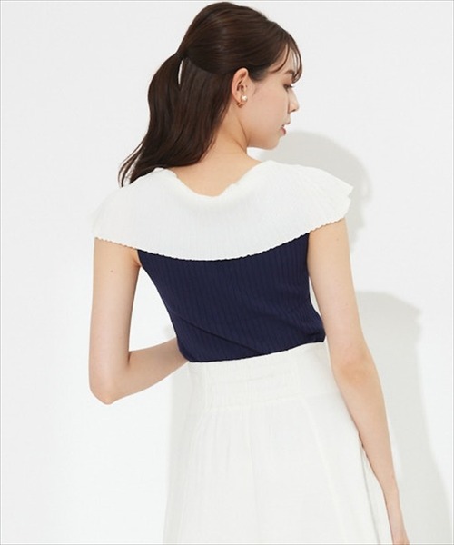 「SWINGLE」 ノースリーブニット MEDIUM ネイビー レディース_画像7