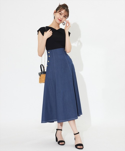 「SWINGLE」 ノースリーブニット MEDIUM ネイビー レディース_画像8