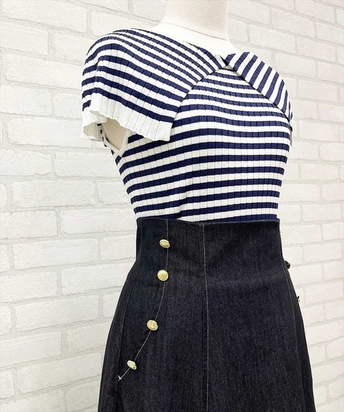 「SWINGLE」 ノースリーブニット MEDIUM ネイビー レディース_画像9