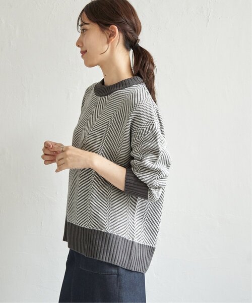 週末限定セール   ニット ikka（イッカ） ニット セーター 「お得だ値」ヘリンボン柄ニットプル