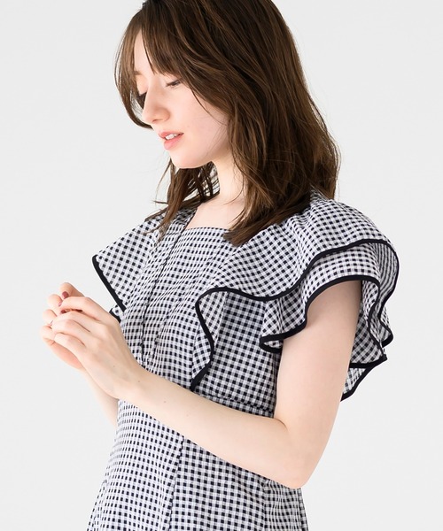 「MISCH MASCH」 半袖ワンピース M ブラック×ホワイト レディースの画像