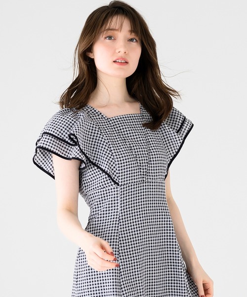 「MISCH MASCH」 半袖ワンピース M ブラック×ホワイト レディースの画像