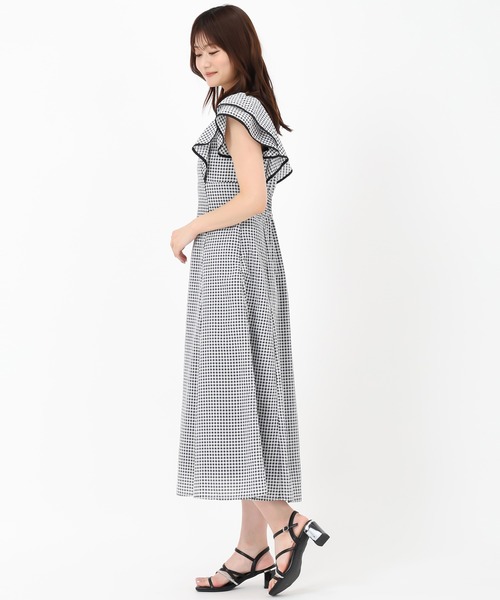 「MISCH MASCH」 半袖ワンピース M ブラック×ホワイト レディースの画像