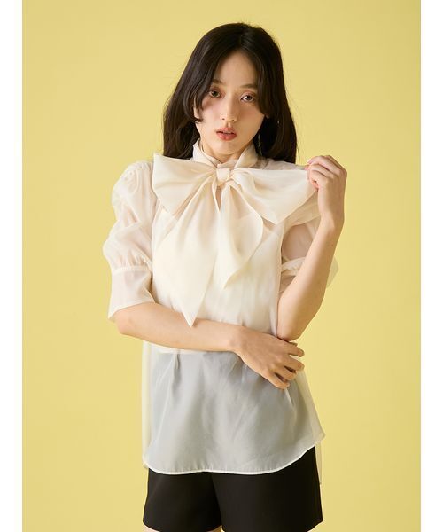 lilybrown オーガンザボウタイブラウス LILY BROWN（リリーブラウン） ブラウス シャツ オーガンザボウタイ