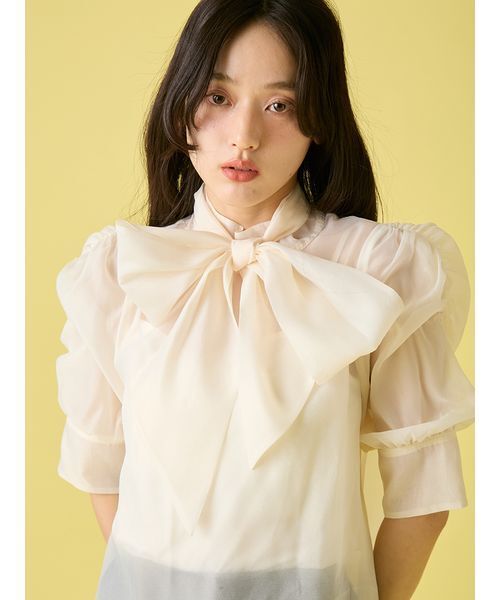 リリーブラウン　オーガンザボリュームボウブラウス【新品タグ付き】 LILY BROWN（リリーブラウン）の「オーガンザボリュームボウブラウス
