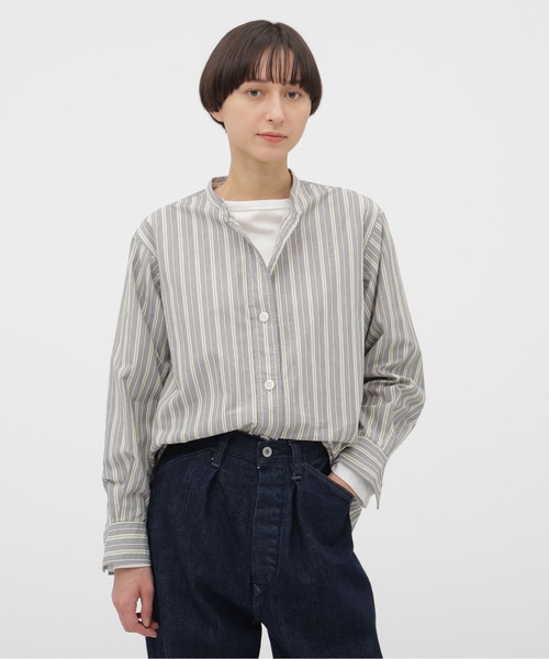 MHL.（エムエイチエル） ブラウス シャツ PYJAMA STRIPE COTTON SHIRT