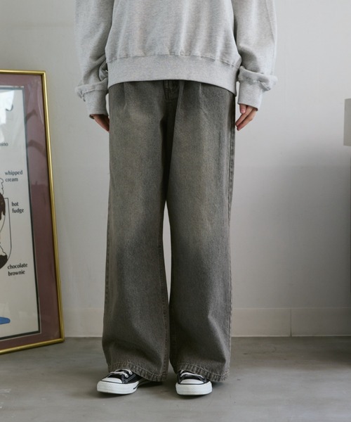「flaner」 デニムパンツ SMALL グレー レディース_画像8