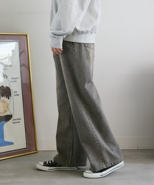 「flaner」 デニムパンツ SMALL グレー レディース_画像9