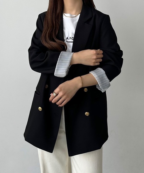 「callautia」 テーラードジャケット LARGE ブラック レディース_画像4