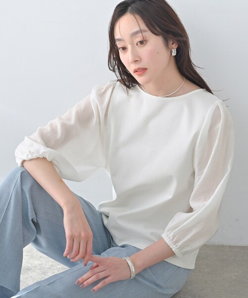 UNTITLED（アンタイトル） tシャツ 「洗える/袖シアー」ポンチ袖 