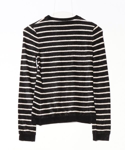 「SAINT LAURENT PARIS」 ボーダー柄長袖カットソー S ブラック レディース_画像2
