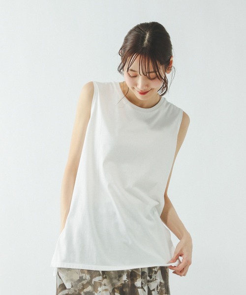 新品　IIROT スクエットネック 和紙　ホワイトタンクトップ GLOBAL WORK（グローバルワーク） タンクトップ ノースリーブ ヘビロッ