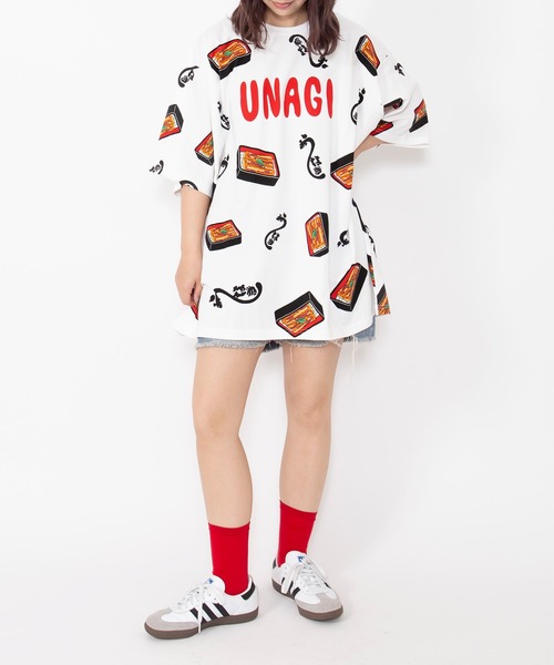 PUNYUS - ガチャピンプニュズ　うなぎカツオTシャツ PUNYUS（プニュズ） tシャツ 半袖 「新サイズ」うなぎ総柄Tシャツ